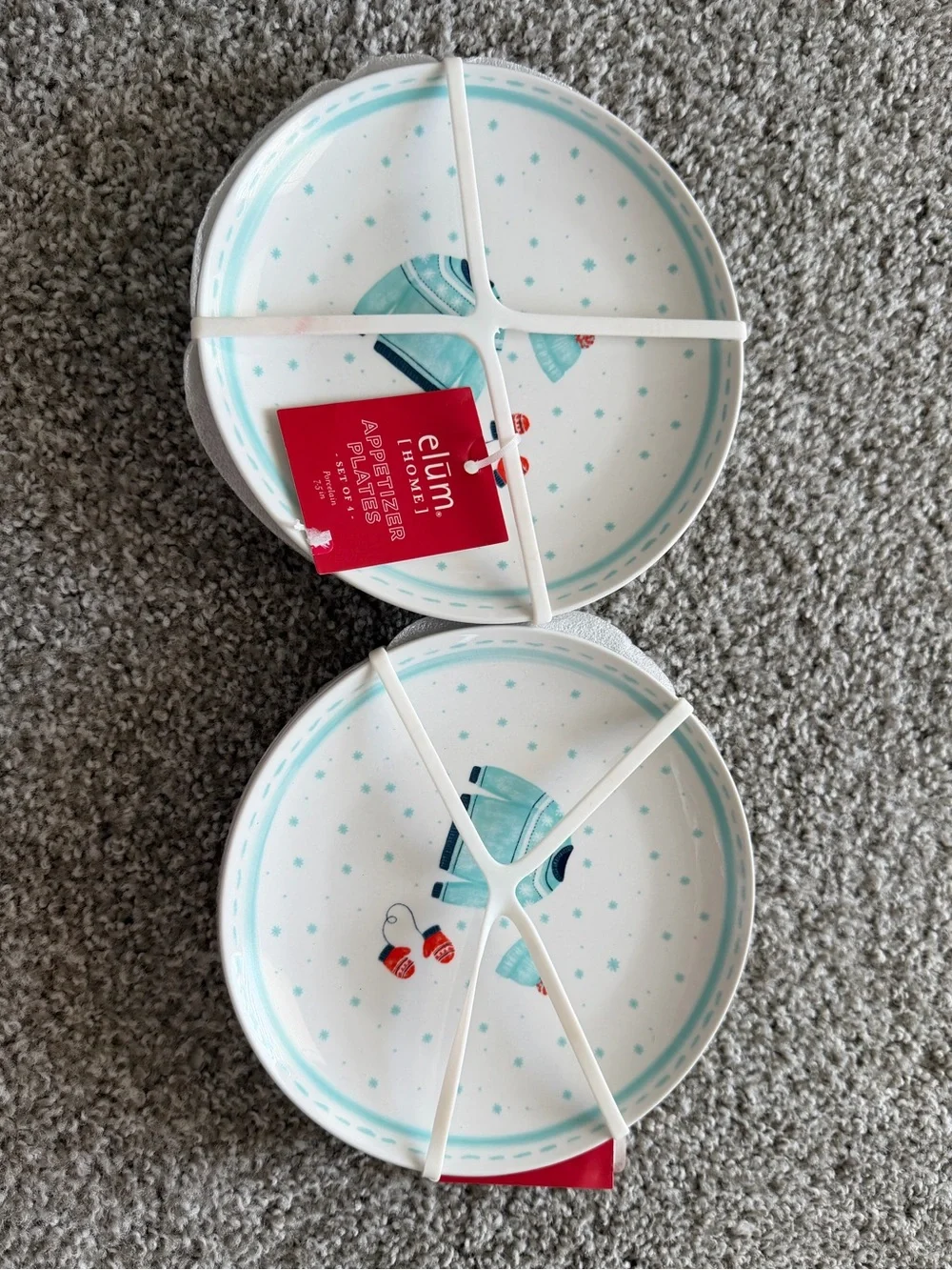 Homeware Aqua Snowflake Melamine Appetizer Plates - Set of 2 (8PC) NEW!